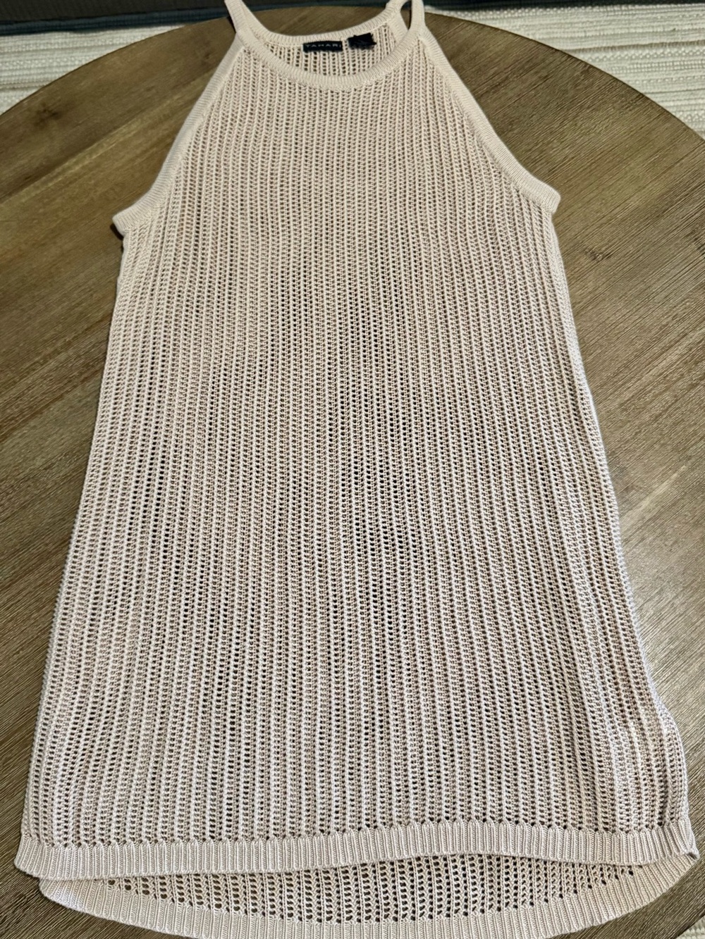 TAHARI Open-Knit Sleeveless Tank Dress